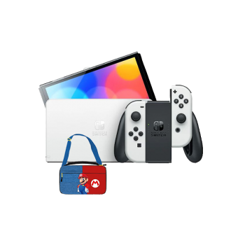 NINTENDO SWITCH OLED Blanc + Sacoche Super Mario