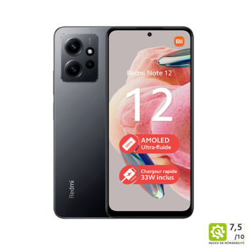 XIAOMI Redmi Note 12 4G (4Go / 128Go) Gris Onyx