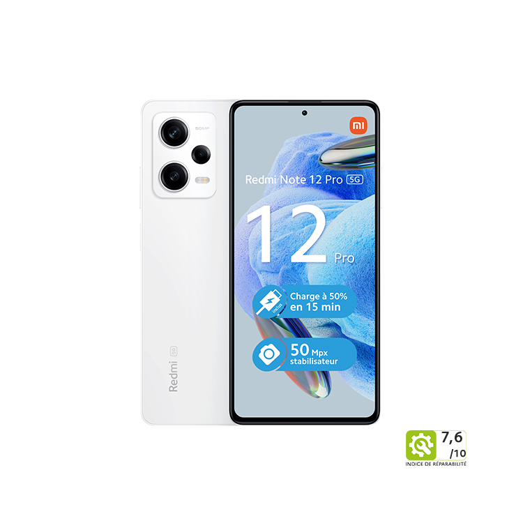 XIAOMI Redmi Note 12 PRO 5G (6Go / 128Go) / Blanc Polaire XIAOMI Redmi Note 12 PRO 5G (6Go / 128Go) / Blanc Polaire